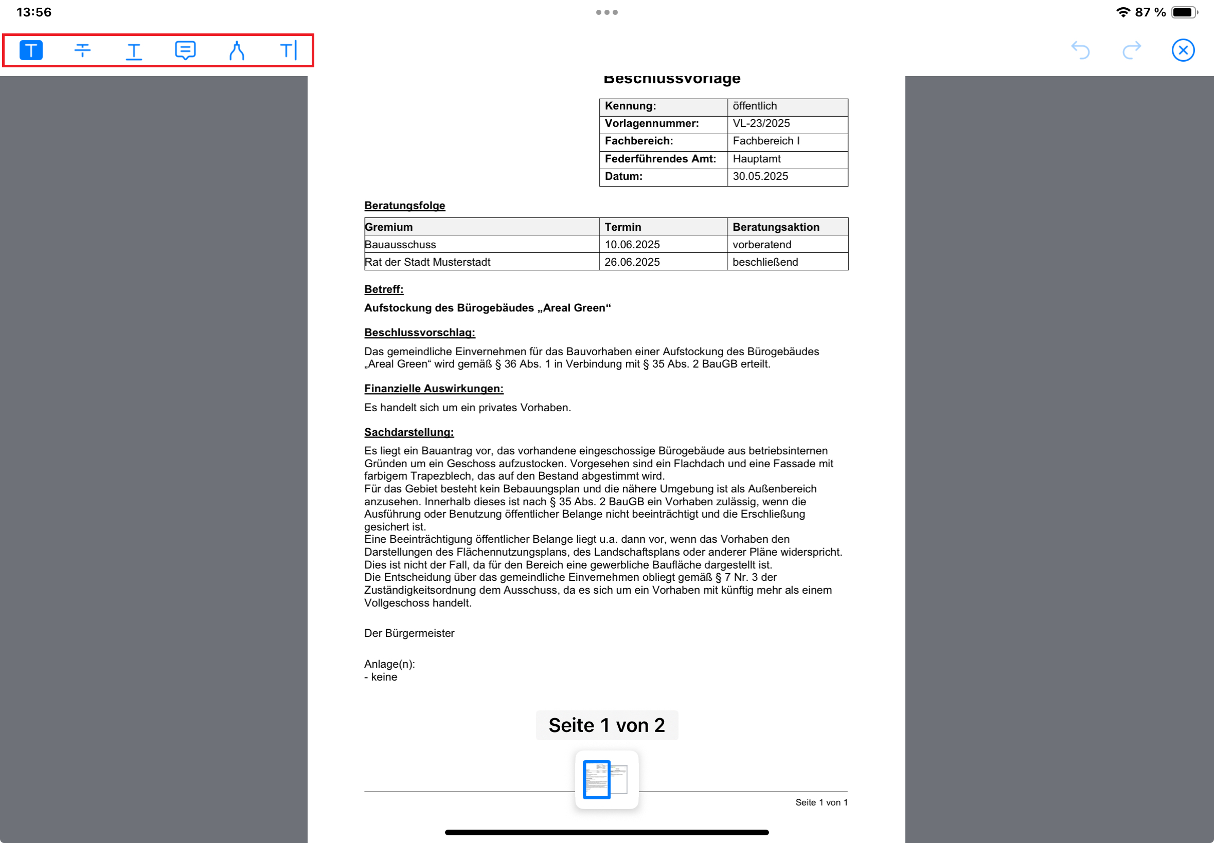 Verschiedene Markierungsfunktionalitäten
