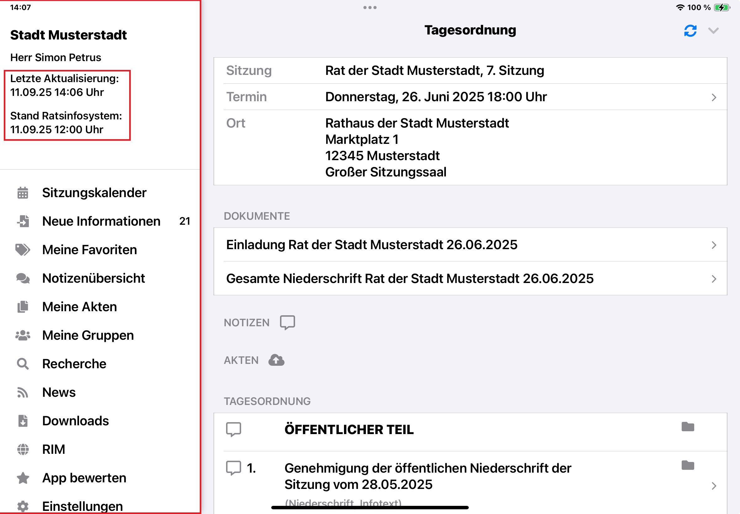 Anzeige Datenabgleich
