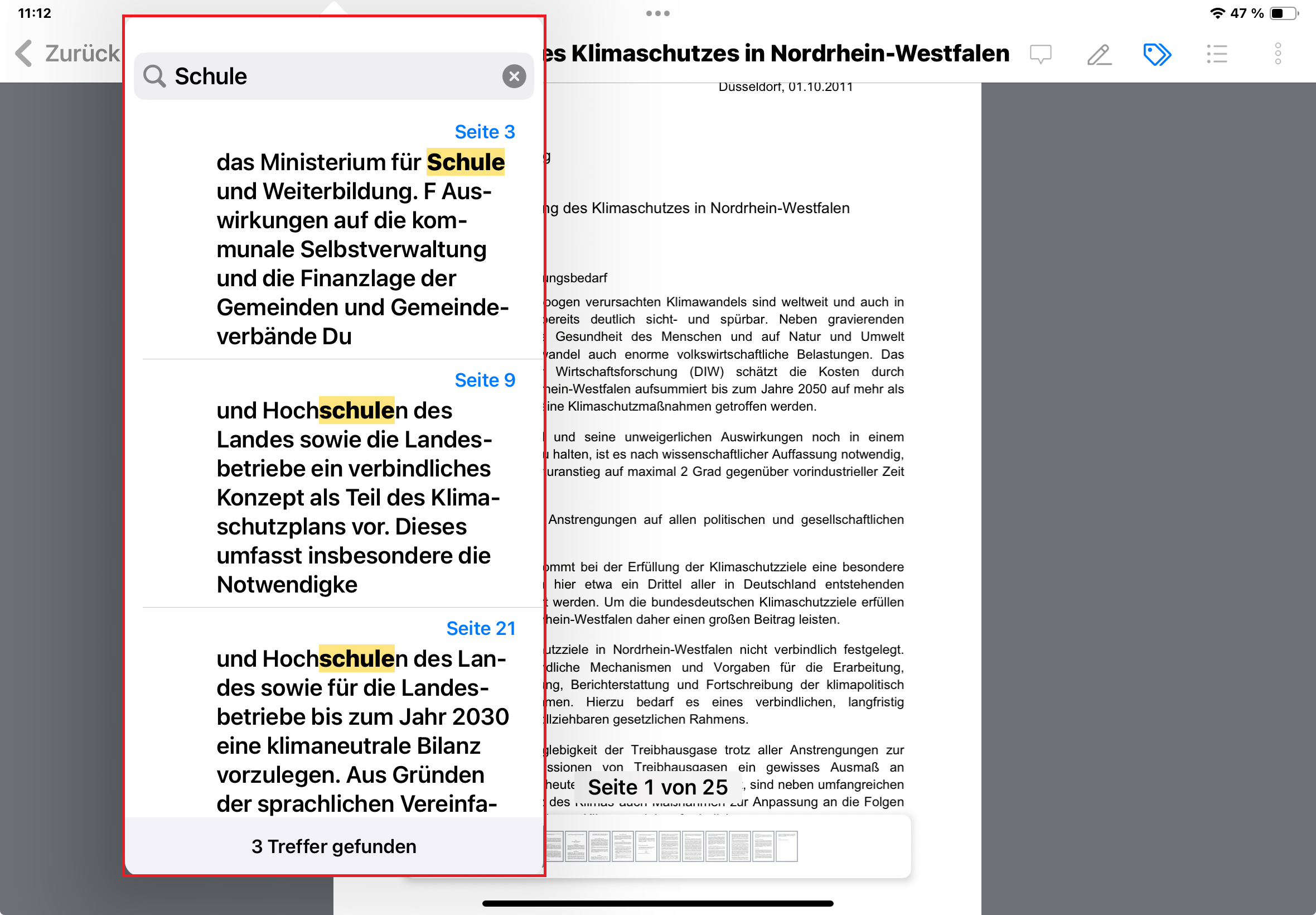 Recherchetreffer öffnen