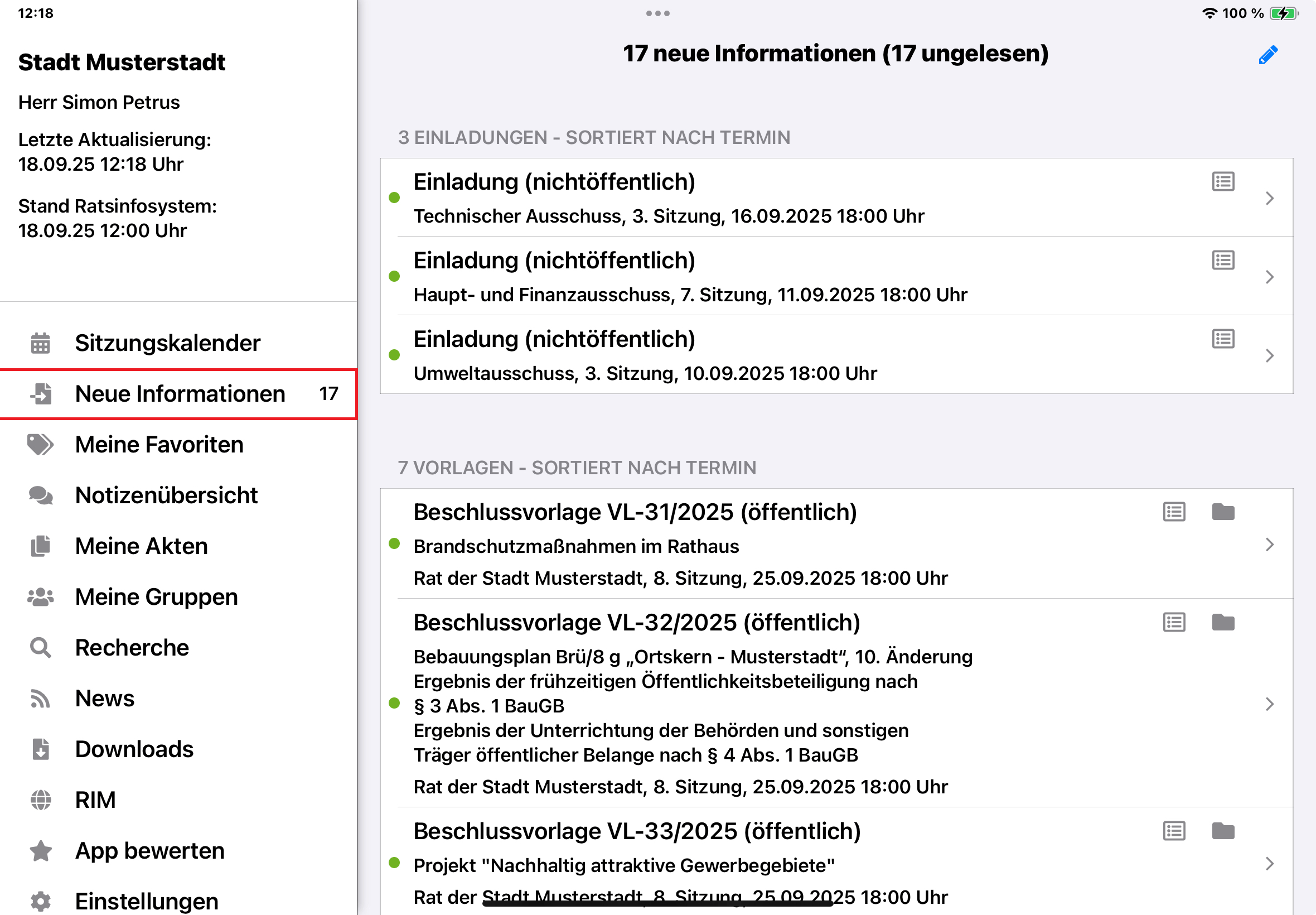 Ansicht "neue Dokumente"