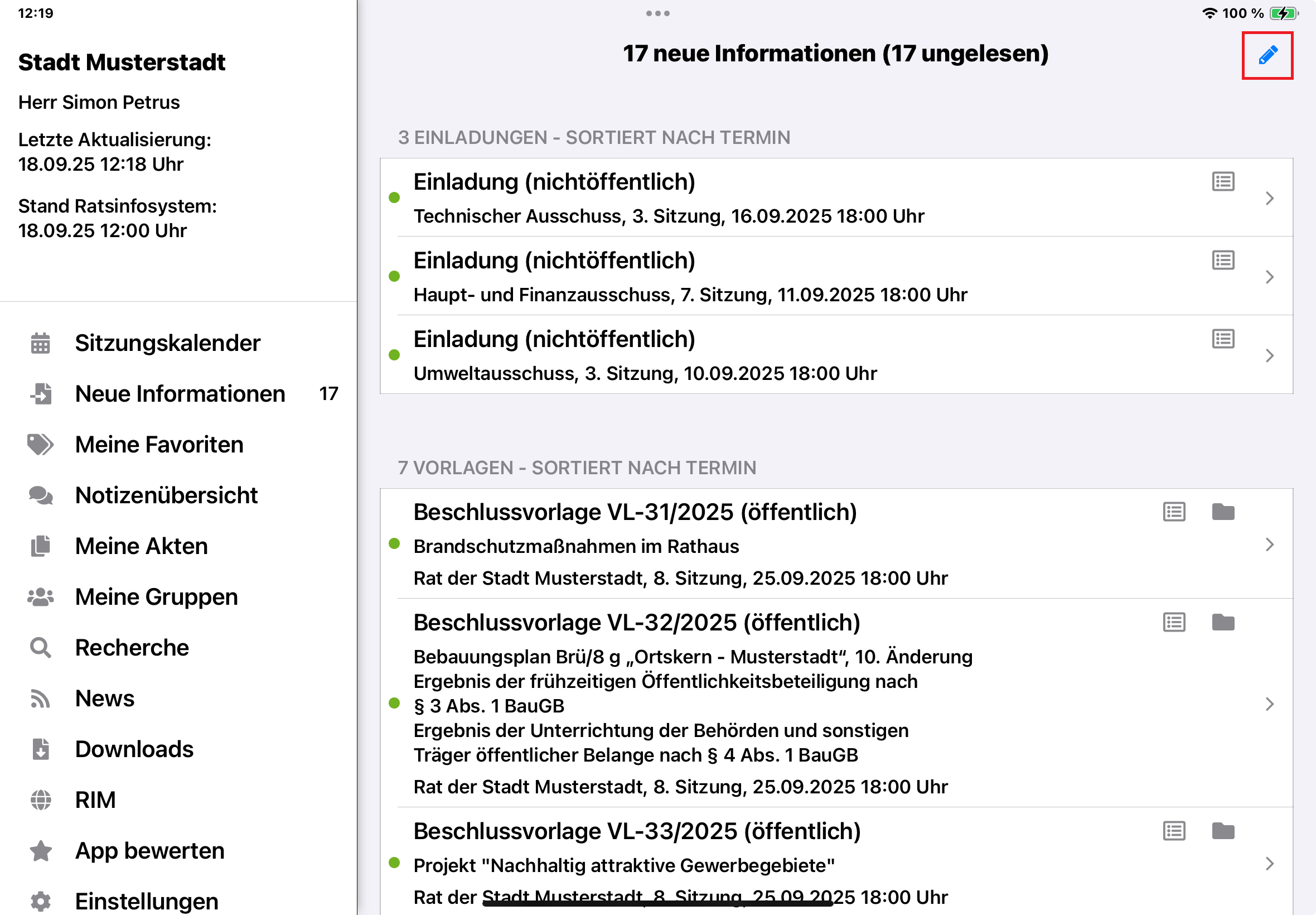 Verpasste Inhalte seit letzter Anmeldung